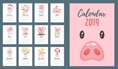 2019 pig year monthly calendar