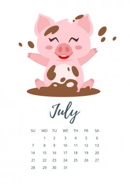 Temmuz 2019 yılı takvim sayfası