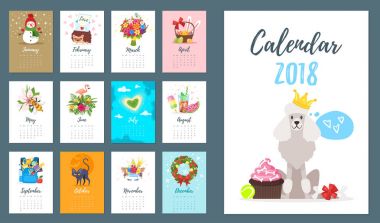 2018 köpek yıl aylık takvim