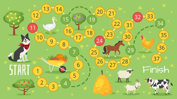Farm board game template — Stock Vector