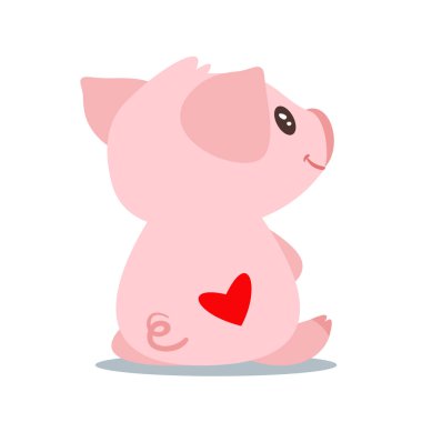 geriye doğru oturma sevimli pembe domuz