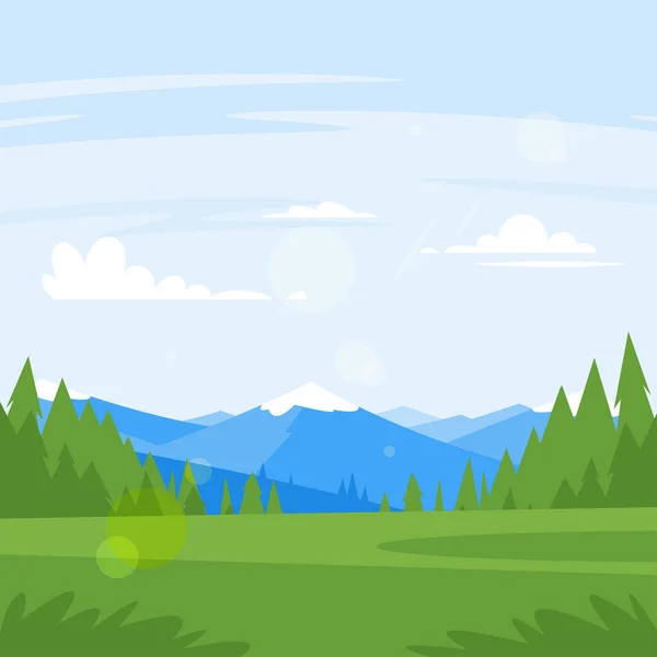 Montañas rocosas y bosque — Vector de stock