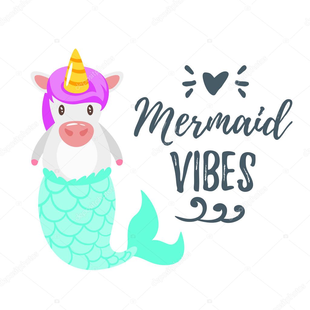 cute unicorn with mermaid tail