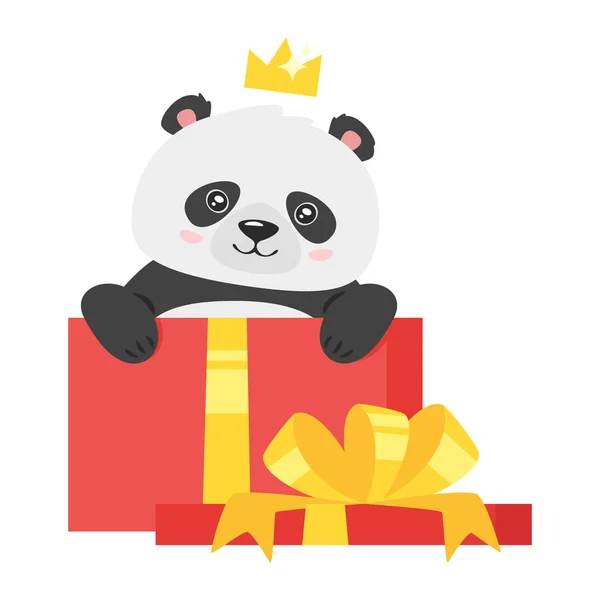 Cute panda with christmas packages — Stock Vector