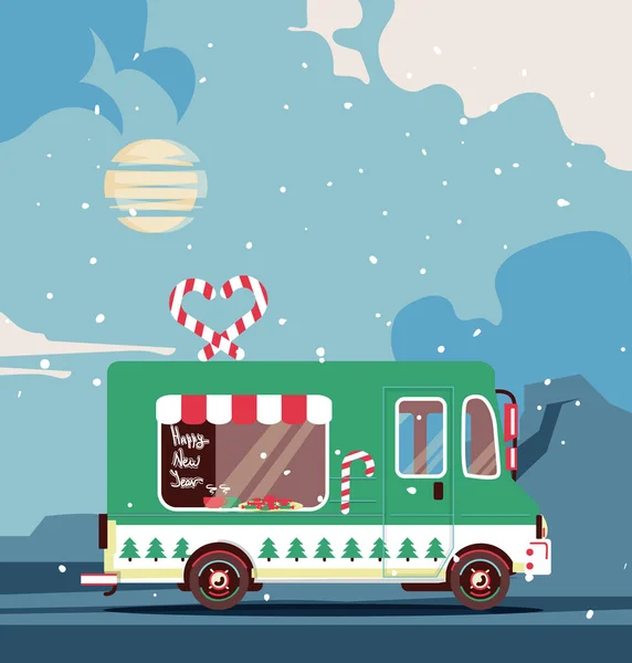 Noel van düz illüstrasyon vektör. 