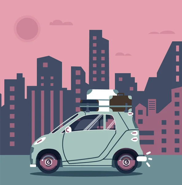 Vektör modern retro araba. Turizm modern düz tasarım.