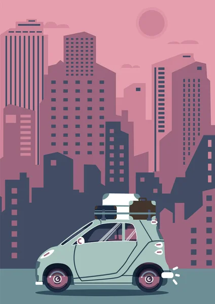 Vektör modern retro araba. Turizm modern düz tasarım.