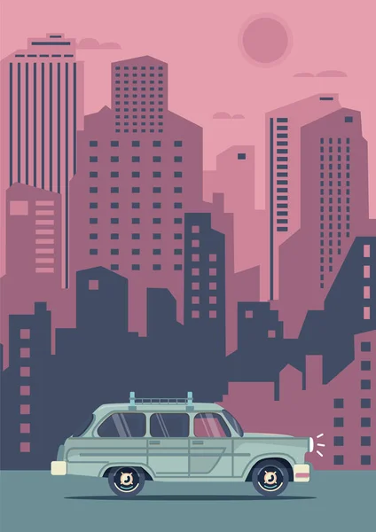 Vektör modern retro araba. Turizm modern düz tasarım.