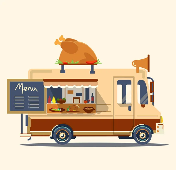 Vektör retro vintage gıda kamyon 