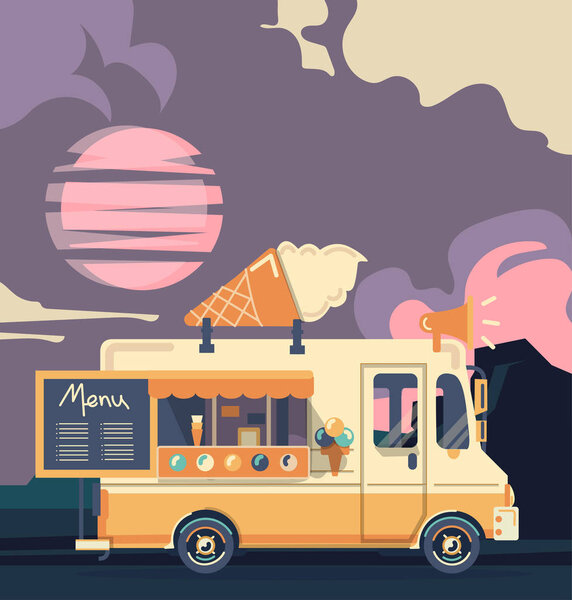 Пейзаж векторных фуд-траков
