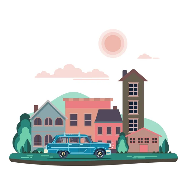 Vektör modern retro araba arka plan. 
