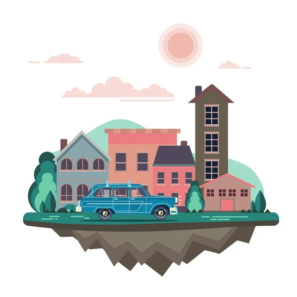 Vektör modern retro araba arka plan. 
