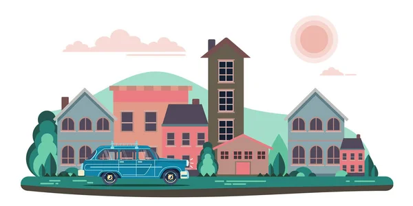 Vektör modern retro araba arka plan. 