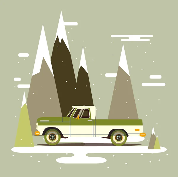 Vector moderno retro pickup. Diseño de tendencias turísticas . — Vector de stock