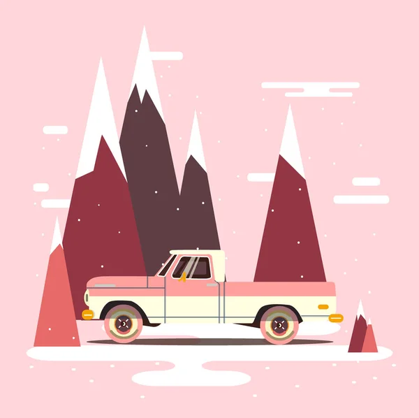 Vektör modern retro kamyonet. Turizm trend tasarım.