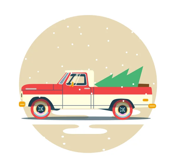 Vektör modern retro kamyonet. Turizm tasarım. Düz araba ile seyahat.