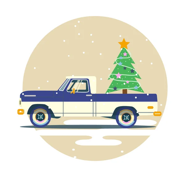 Vektör modern retro kamyonet. Turizm tasarım. Düz araba ile seyahat.
