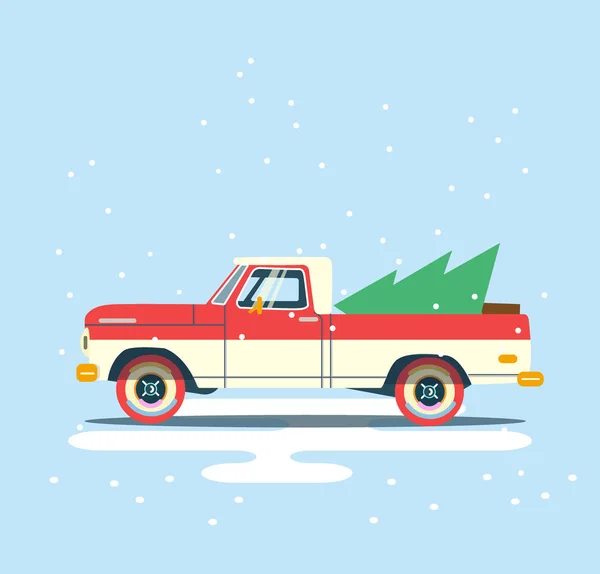 Vektör modern retro kamyonet. Turizm tasarım. Düz araba ile seyahat.