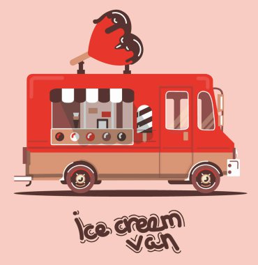 Serin sevimli vektör düz van çizim. 