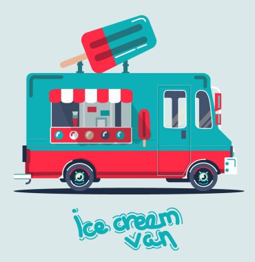 Serin sevimli vektör düz van çizim. 