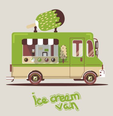 Serin sevimli vektör düz van çizim. 