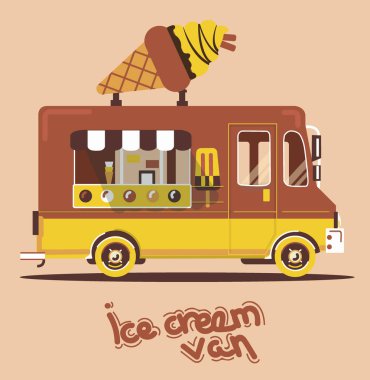 Serin sevimli vektör düz van çizim. 