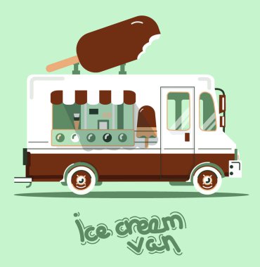 Serin sevimli vektör düz van çizim. 