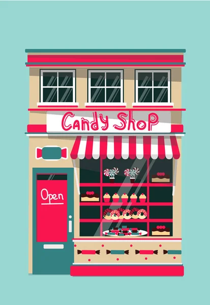 Vektör modern tatlı Dükkanı cephe arka plan ayrıntılı
