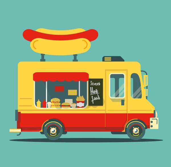 Büyük bir hotdog arabayla düz lokanta