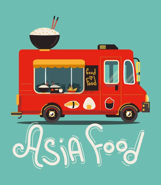 Vektör Asya gıda kamyon.