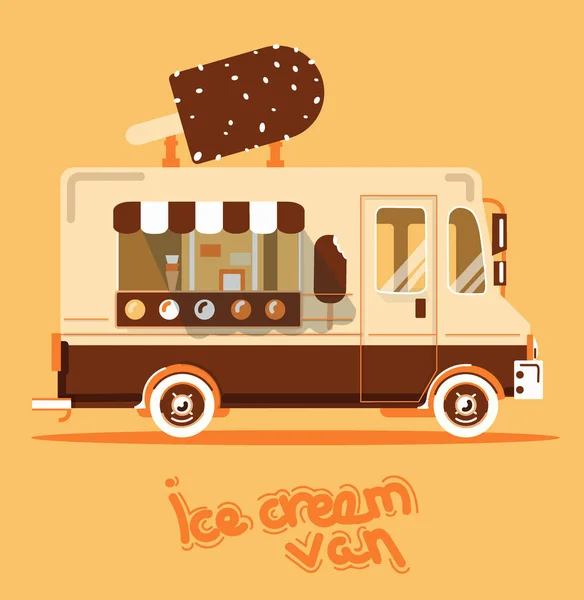 Serin sevimli vektör düz van çizim. 