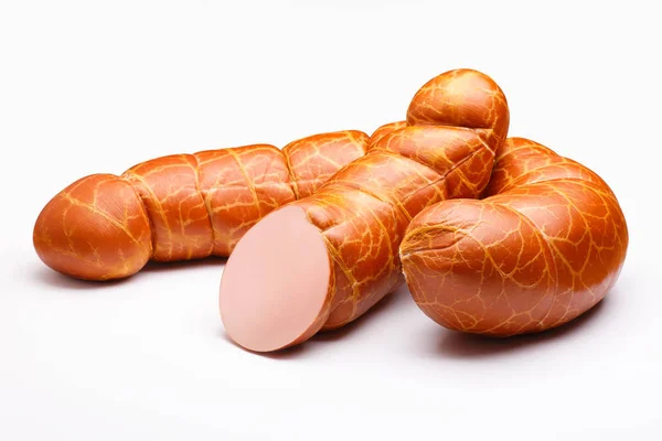 Salsiccia isolata su sfondo bianco. — Foto Stock