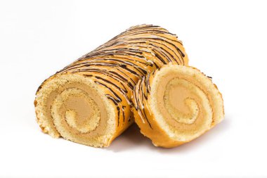 Krem çikolata ile doldurma ile bisküvi rulo