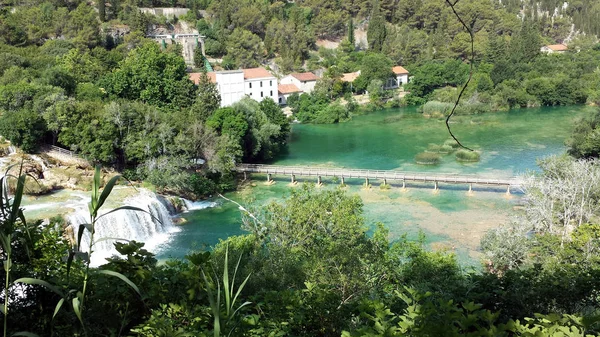 Vízesések a Krka Nemzeti Parkban, Horvátország — Stock Fotó