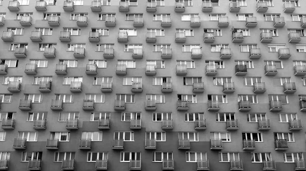 Flats in a block. Black and white photo — Stock Photo, Image