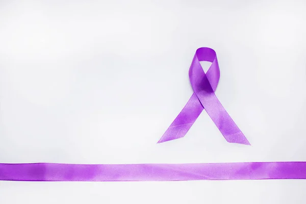 Purple day purple ribbon on white background — Stock Photo, Image