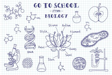 hand drawn signs of biology clipart