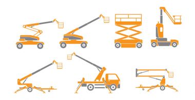 set of lifting machine icons clipart