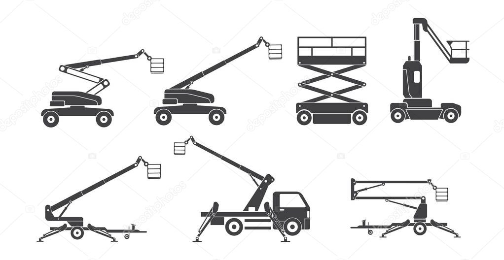 set of lifting machine icons 