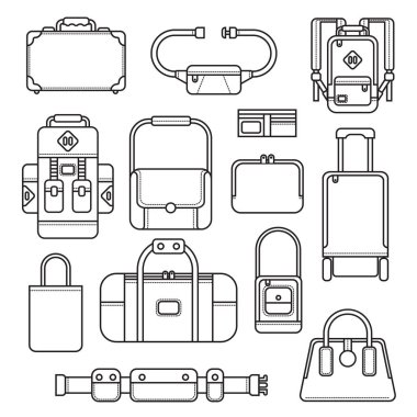 Icon set farklı çanta, vektör çizim
