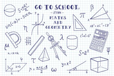 çizimler matematik ve geometri işaretleri el, illüstrasyon vektör