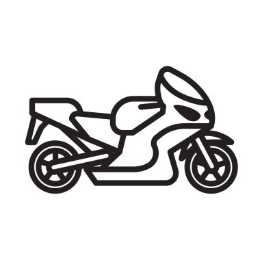 Basit çizgi motosiklet simgesi beyaz arka plan üzerinde