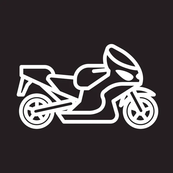 Simple Line Motorcycle Icon Black Background — Stock Vector