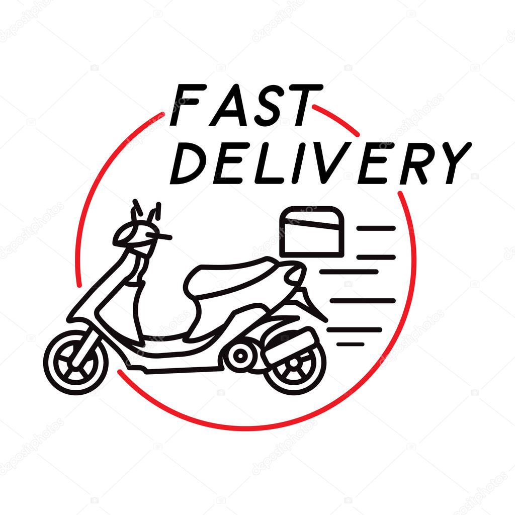 Logo of fast delivery. Scooter. Vector illustration