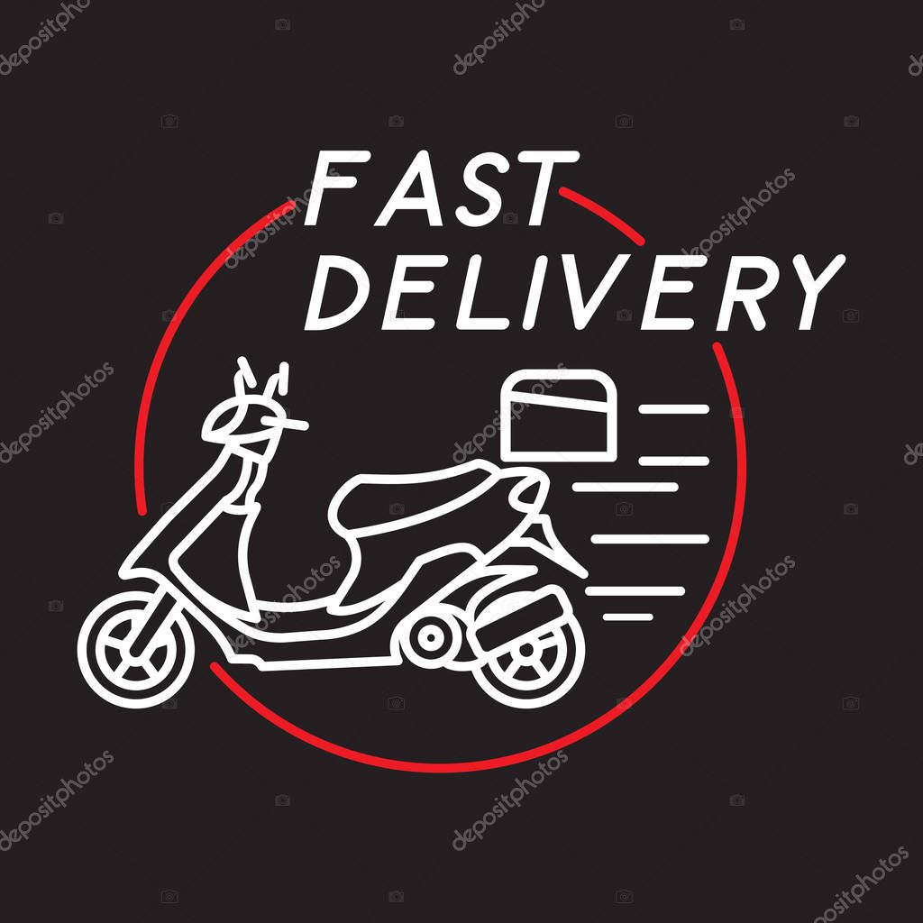 Logo of fast delivery. Scooter. Vector illustration