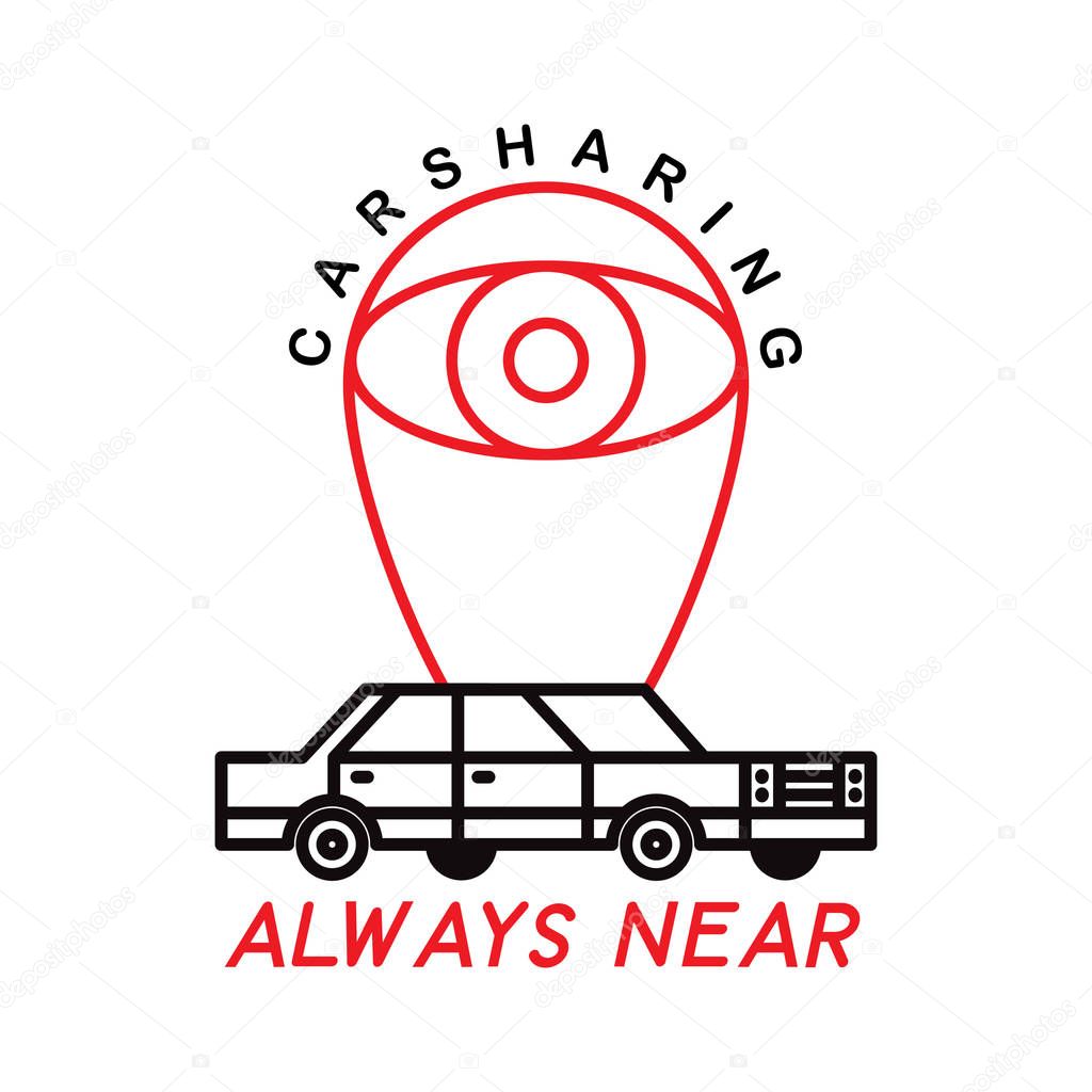 Carsharing. Idea for the logo of advertising carsharing. Vector illustrationac