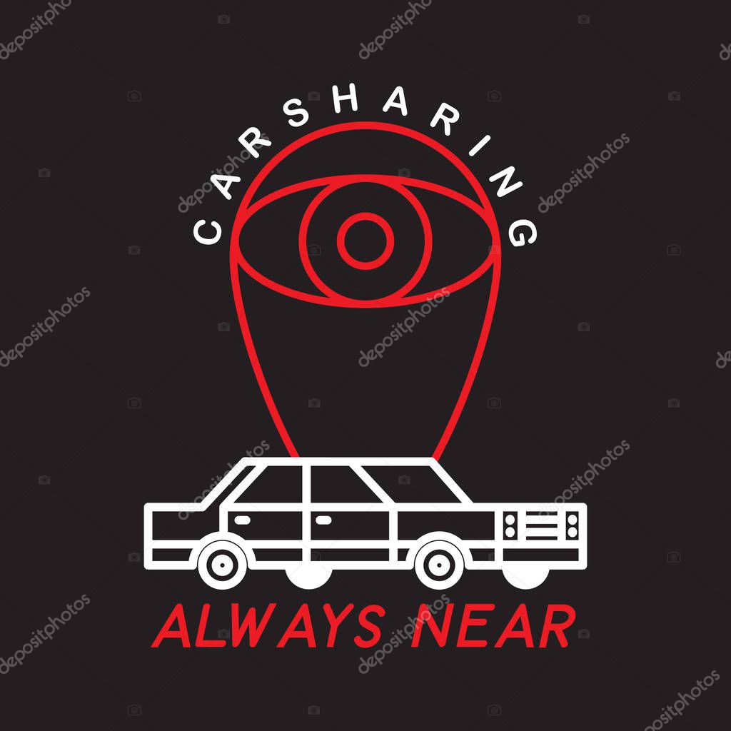 Carsharing. Idea for the logo of advertising carsharing. Vector illustrationac