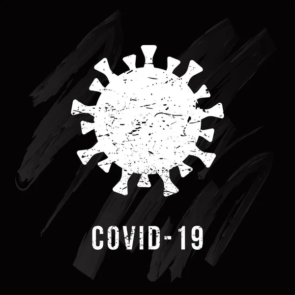 Oronavirus Icon Black Background Covid Illustration Stock Vector