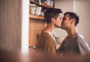 gay çift birbirlerine öpüşme