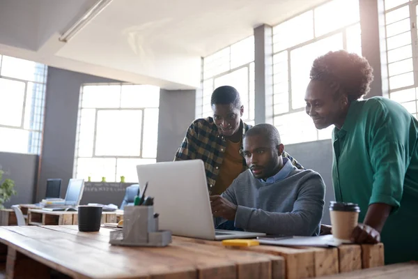 Colleagues using  laptop — Stock Photo, Image